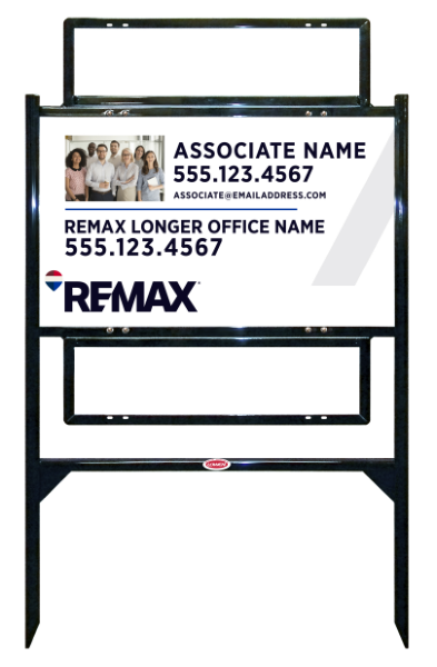 Reflective Angle Iron Frame and Associate Name w Team Photo Sign Unit w2 Rider Insert, 18h x 30w, Steel